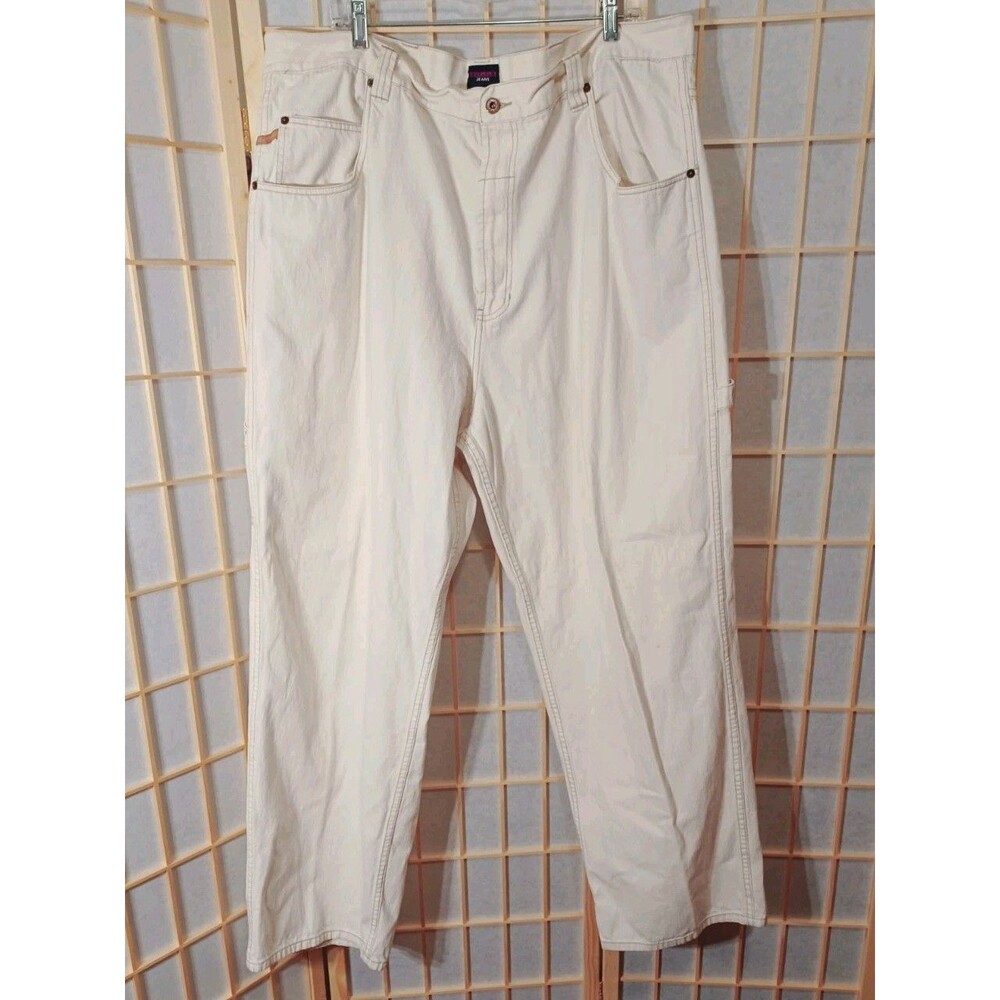 Tommy Hilfiger Vintage  Men's Beige  Carpenter Baggy Jeans  46×34 Y2k  Hip Hop